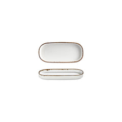 Helix Gleam 7.75" x 3.75" x h:1" Oval Brown Vitrified Platter
