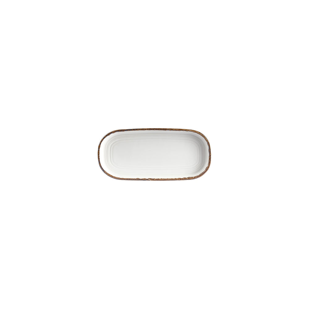 Helix Gleam 7.75" x 3.75" x h:1" Oval Brown Vitrified Platter