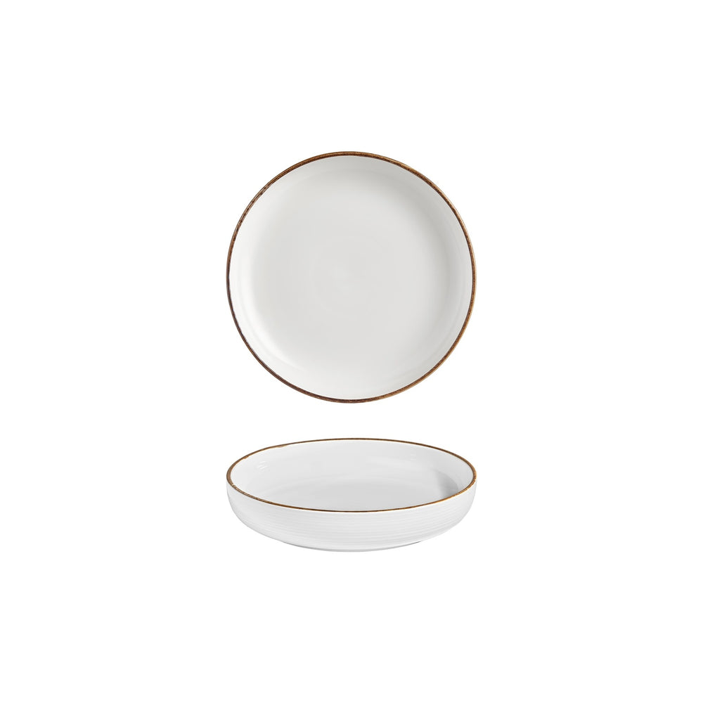 Helix Gleam dia.7.5" h:1.5" 24 oz. Round Brown Vitrified Deep Plate