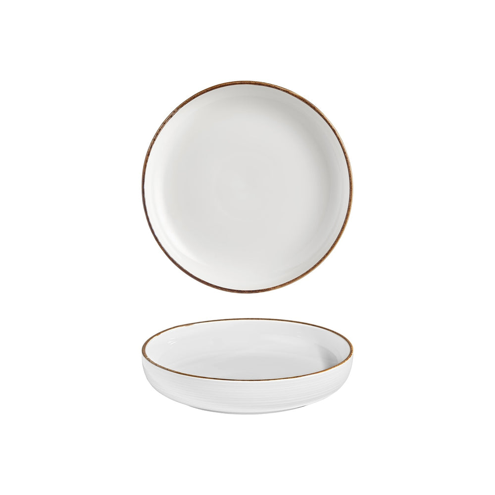 Helix Gleam dia.9" h:2" 42 oz. Round Brown Vitrified Deep Plate