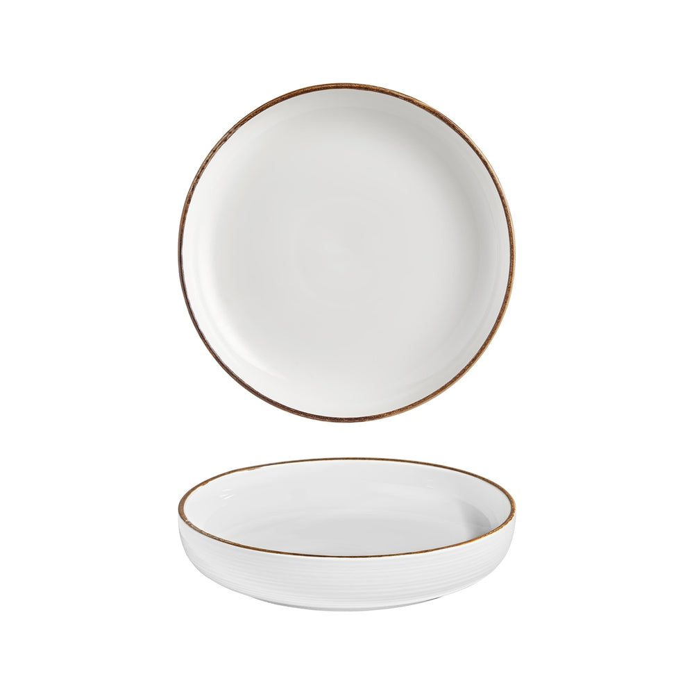 Helix Gleam dia.10.25" h:2" 59 oz. Round Brown Vitrified Deep Plate