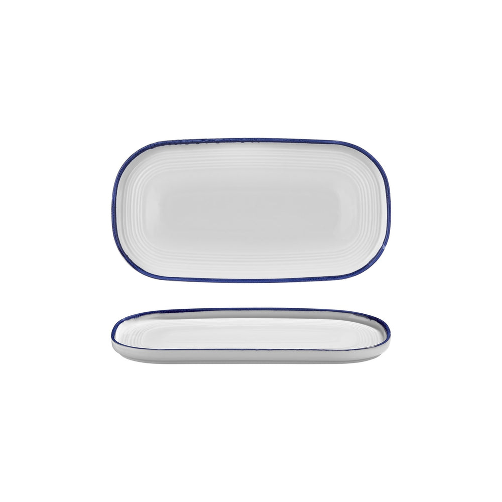 Helix Navy Blue 11.75" x 6.25" x h:0.75" Oval Blue Vitrified Platter