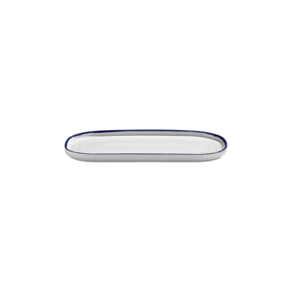 Helix Navy Blue 11.75" x 6.25" x h:0.75" Oval Blue Vitrified Platter