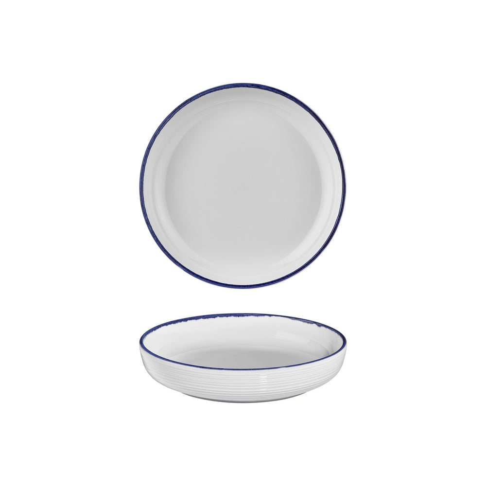 Helix Navy Blue dia.9" h:2" 42 oz. Round Blue Vitrified Deep Plate