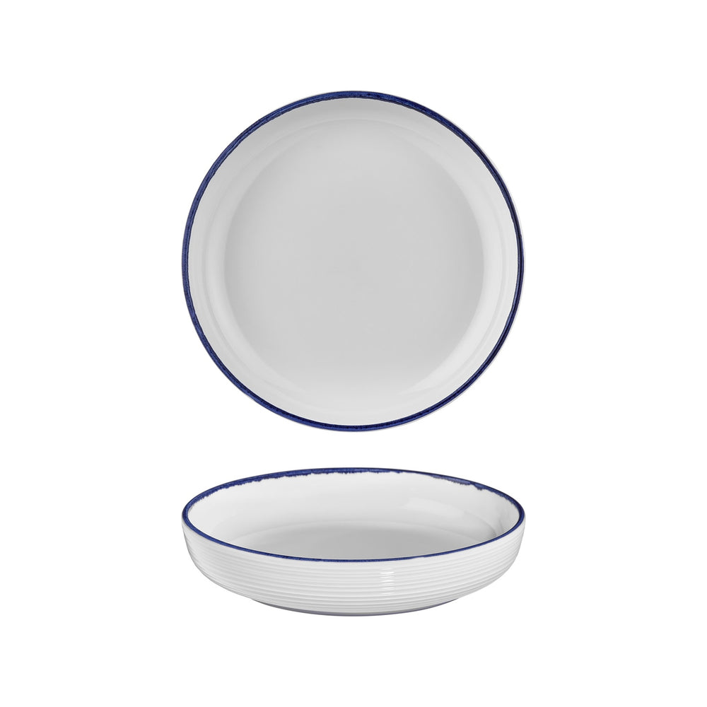 Helix Navy Blue dia.10.25" h:2" 59 oz. Round Blue Vitrified Deep Plate