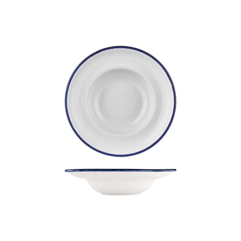 Helix Navy Blue dia.9.75" h:2.25" 14 oz. Round Blue Vitrified Deep Plate