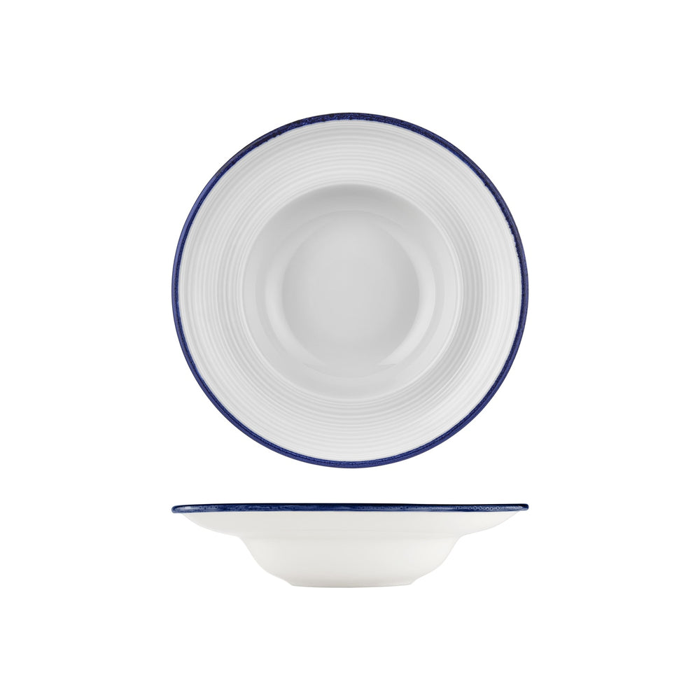 Helix Navy Blue dia.10.75" h:2.5" 17 oz. Round Blue Vitrified Deep Plate