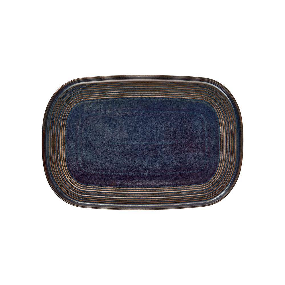 Helix Glory 13.5" x 9" x h:0.75" Oval Blue Vitrified Platter