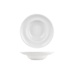 Helix White dia.9.75" h:2.25" 14 oz. Round Warm White Vitrified Deep Plate