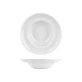 Helix White dia.10.75" h:2.5" 17 oz. Round Warm White Vitrified Deep Plate