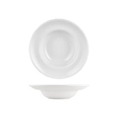 Helix White dia.10.75" h:2.5" 17 oz. Round Warm White Vitrified Deep Plate