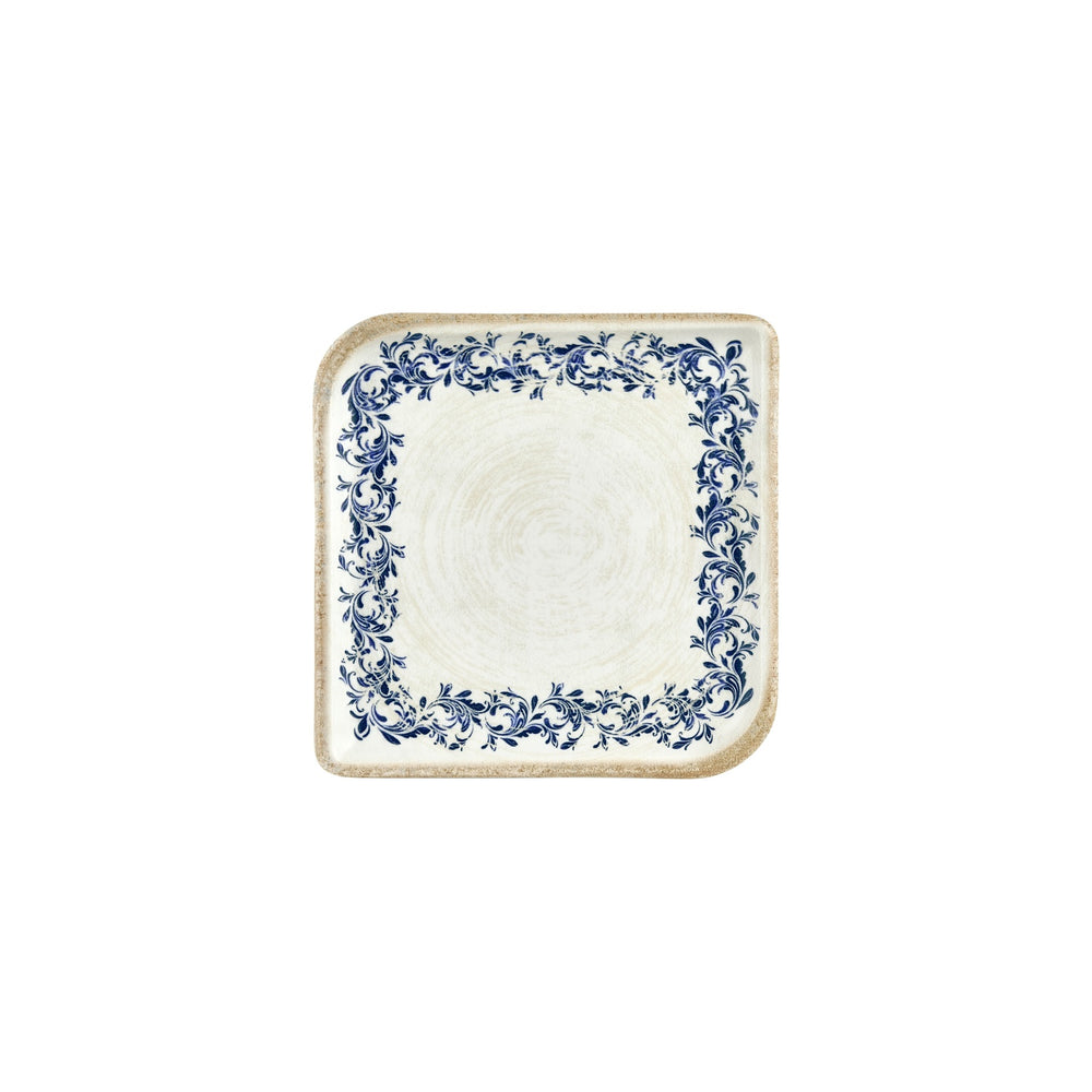 Kario 7.5" x 7.5" Square Blue Vitrified Plate