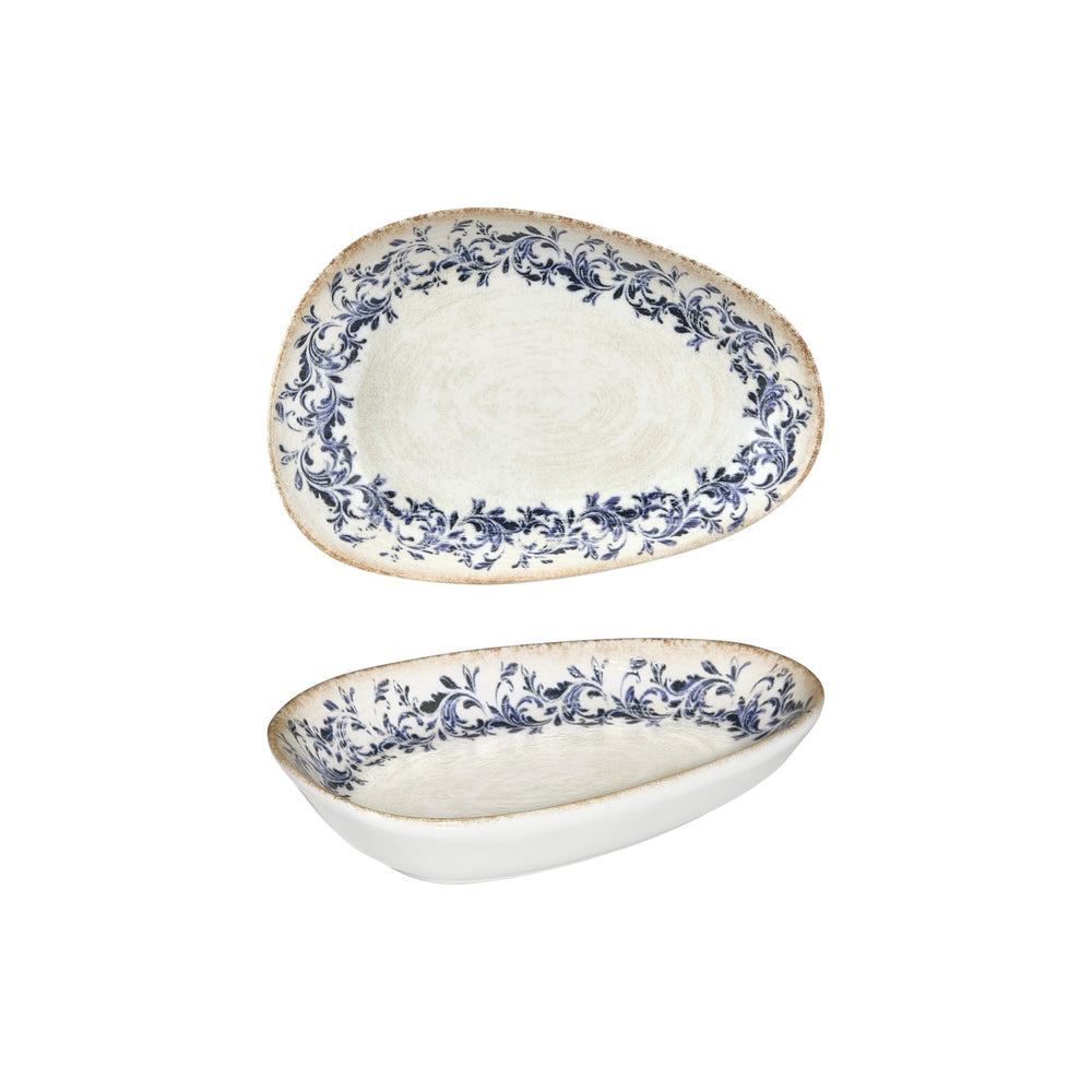 Kario 6.25" x 4" x h:0" Organic Blue Vitrified Platter