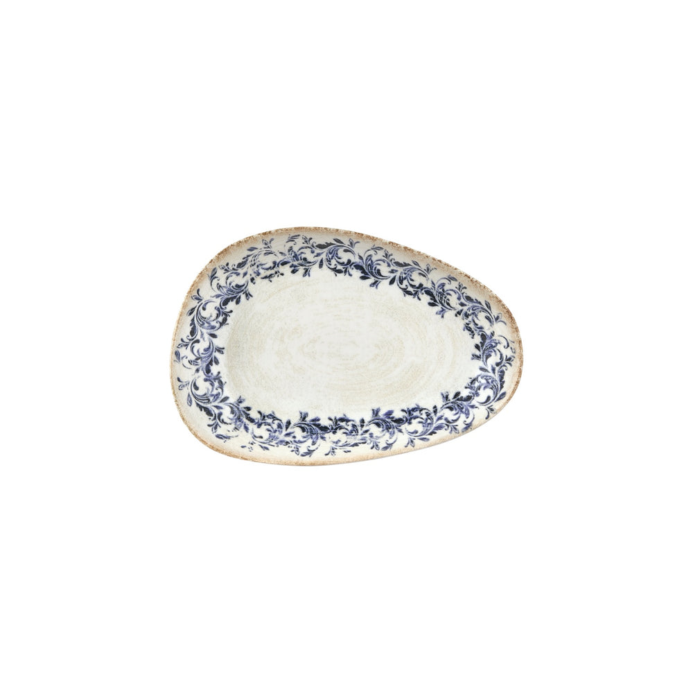 Kario 6.25" x 4" x h:0" Organic Blue Vitrified Platter
