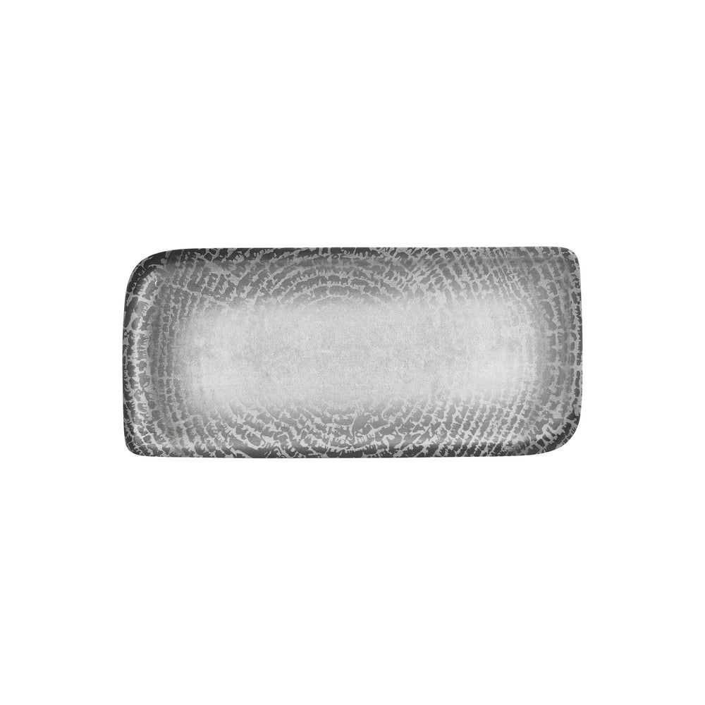 Luna 13.75" x 8.25" x h:0" Rectangular Gray Vitrified Platter