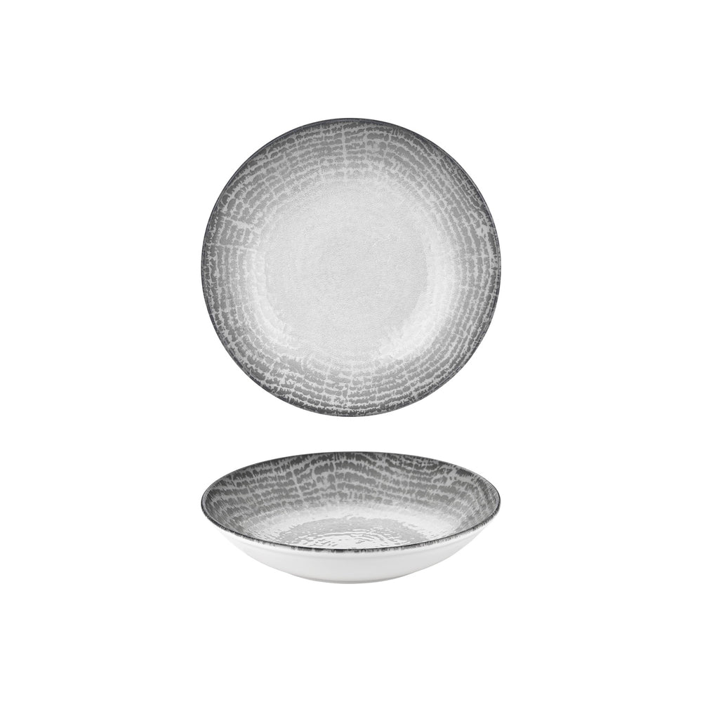 Luna dia.9" h:1.75" 34 oz. Round Gray Vitrified Deep Plate