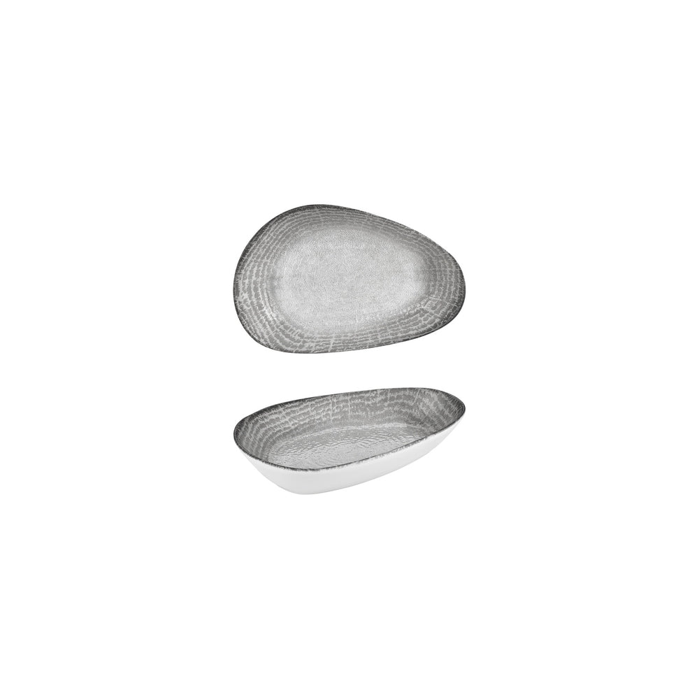Luna 6.25" x 4" x h:1.25" Organic Gray Vitrified Platter