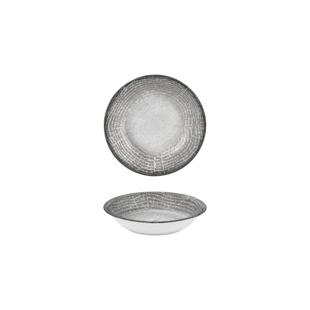 Luna dia.4.25" h:1" 3 oz. Round Gray Vitrified Deep Plate