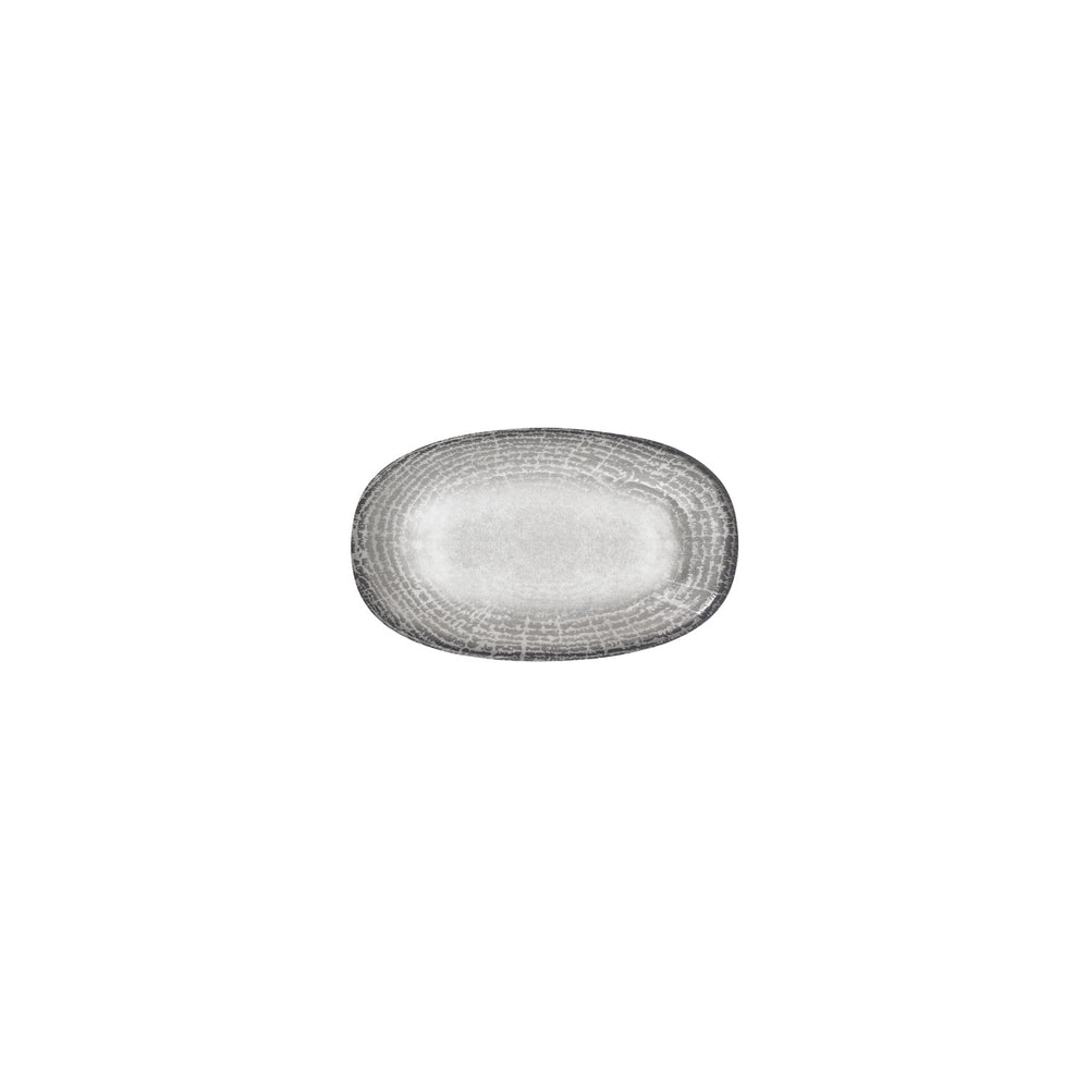 Luna 7.5" x 4.25" x h:1" Oval Gray Vitrified Platter