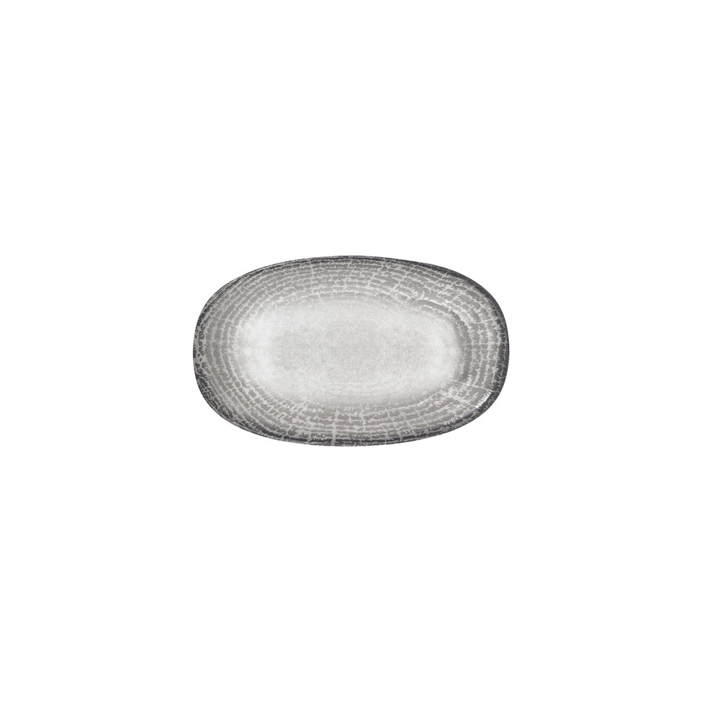 Luna 9.5" x 5.75" x h:1" Oval Gray Vitrified Platter