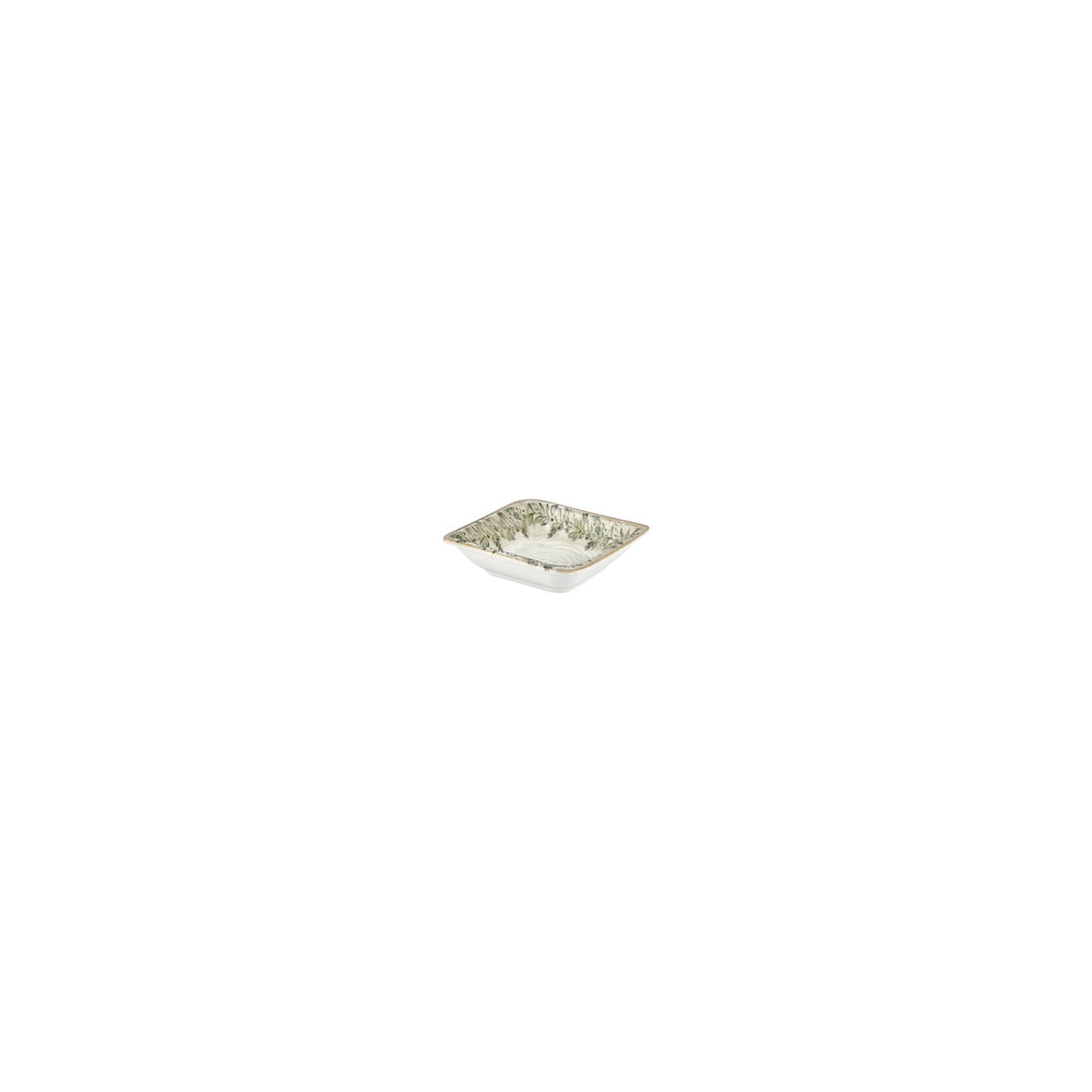 Oliva 4" x 3.5" x h:0.5" 2 oz. Square Green Vitrified Bowl