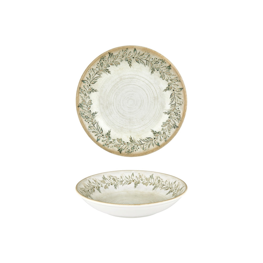 Oliva dia.9" h:0" 34 oz. Round Green Vitrified Deep Plate