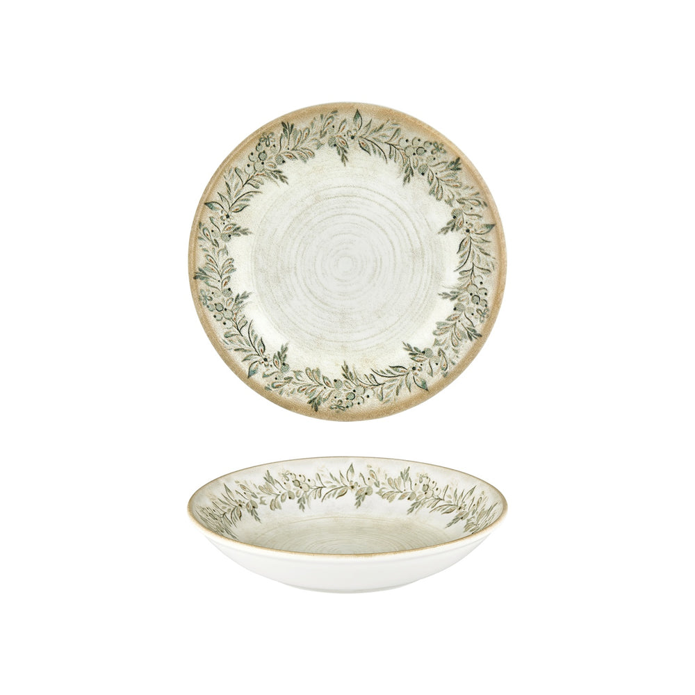 Oliva dia.9.75" h:0" 44 oz. Round Green Vitrified Deep Plate