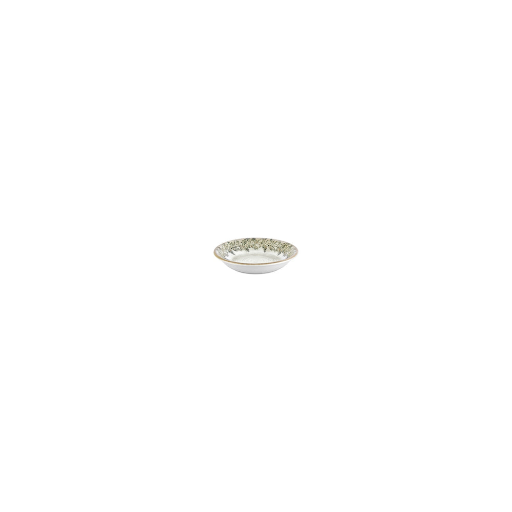 Oliva dia.3.5" h:0" 2 oz. Round Green Vitrified Deep Plate