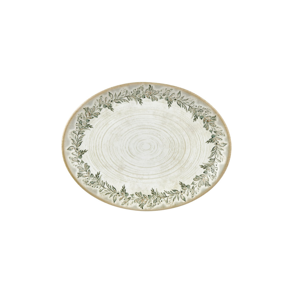 Oliva 12.25" x 9.5" x h:1" Oval Green Vitrified Platter