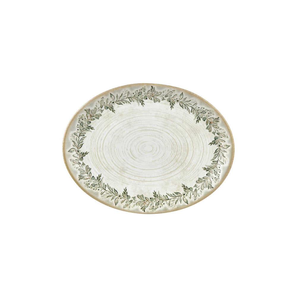 Oliva 12.25" x 9.5" x h:1" Oval Green Vitrified Platter