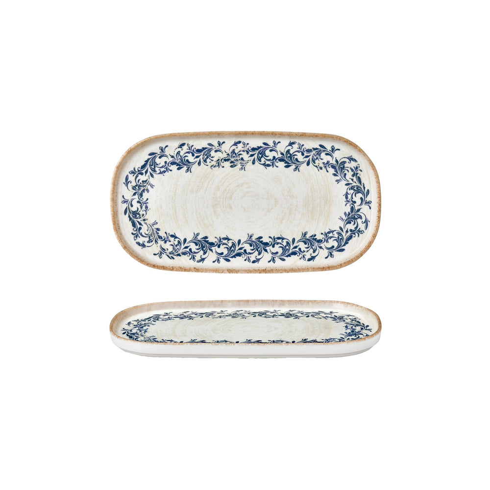 Kario 11.75" x 6.25" x h:0" Oval Blue Vitrified Platter