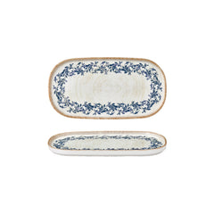 Kario 11.75" x 6.25" x h:0" Oval Blue Vitrified Platter