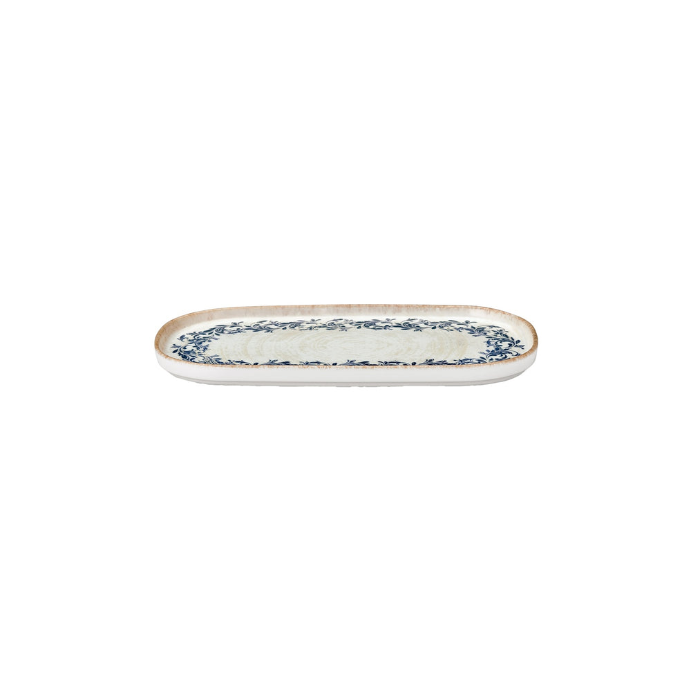 Kario 11.75" x 6.25" x h:0" Oval Blue Vitrified Platter