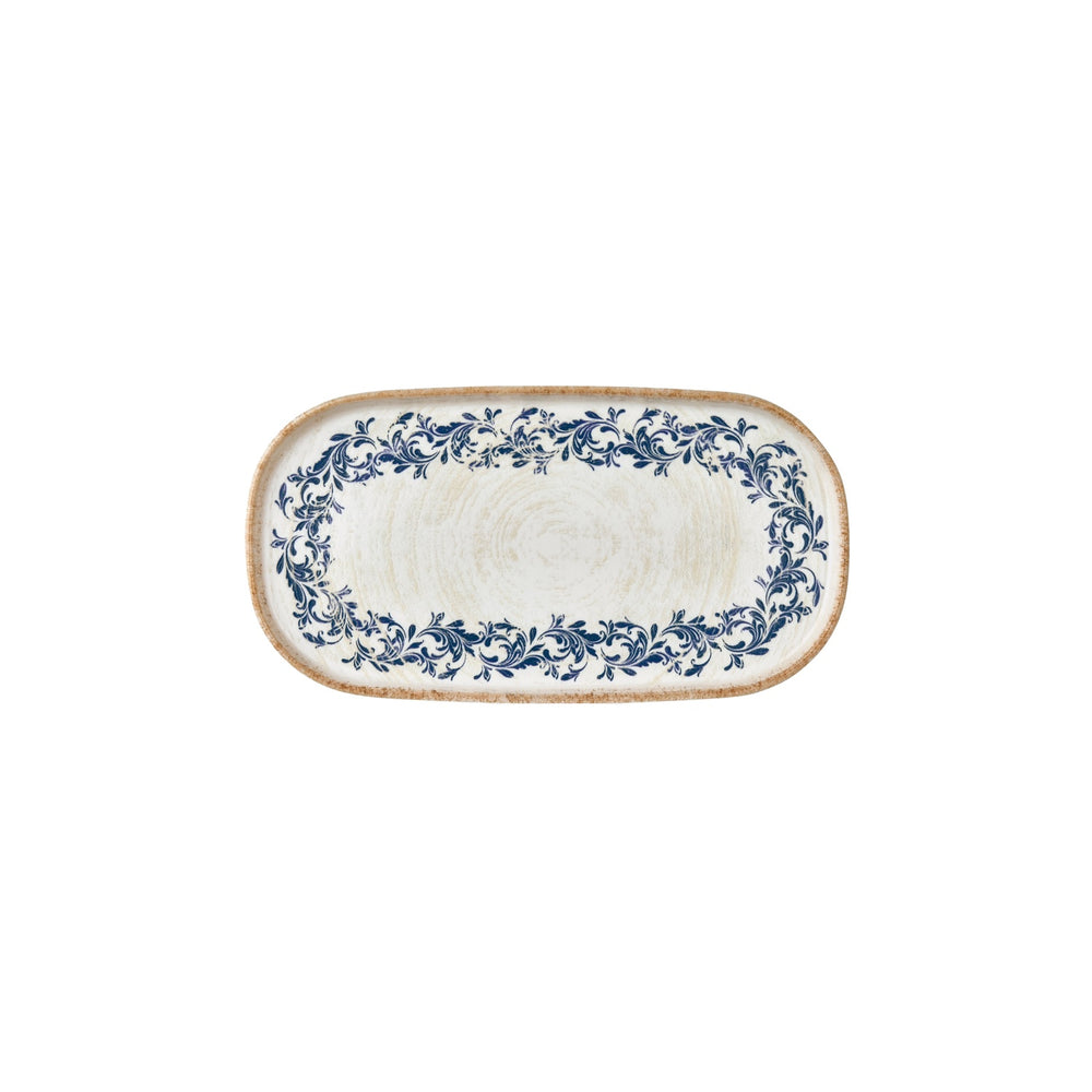Kario 11.75" x 6.25" x h:0" Oval Blue Vitrified Platter