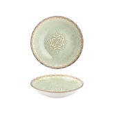 Rome dia.9.75" h:2" 44 oz. Round Green Vitrified Deep Plate