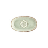 Rome 11.5" x 7" x h:1.25" Oval Green Vitrified Platter