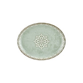 Rome 12.25" x 9.5" x h:1" Oval Green Vitrified Platter