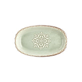 Rome 13.5" x 8" x h:0" Oval Green Vitrified Platter
