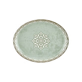 Rome 14.25" x 11" x h:1.25" Oval Green Vitrified Platter