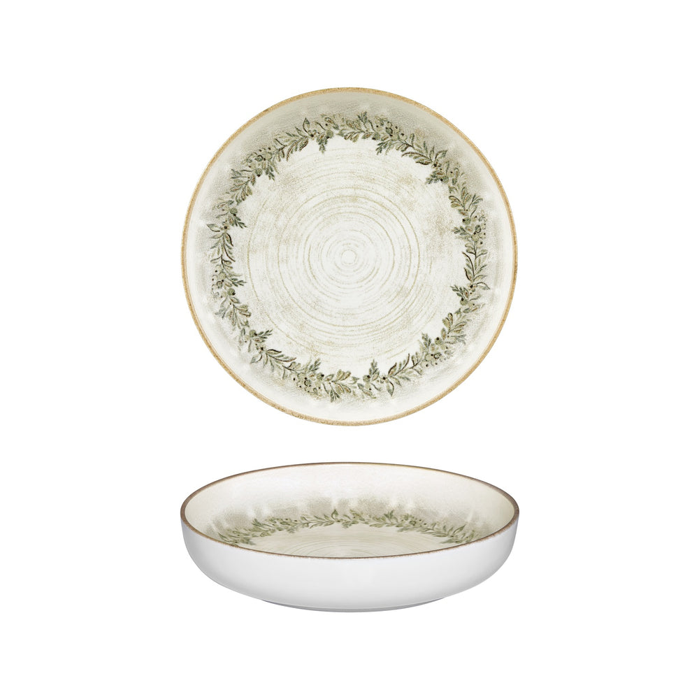 Oliva dia.10.25" h:0" 59 oz. Round Green Vitrified Deep Plate