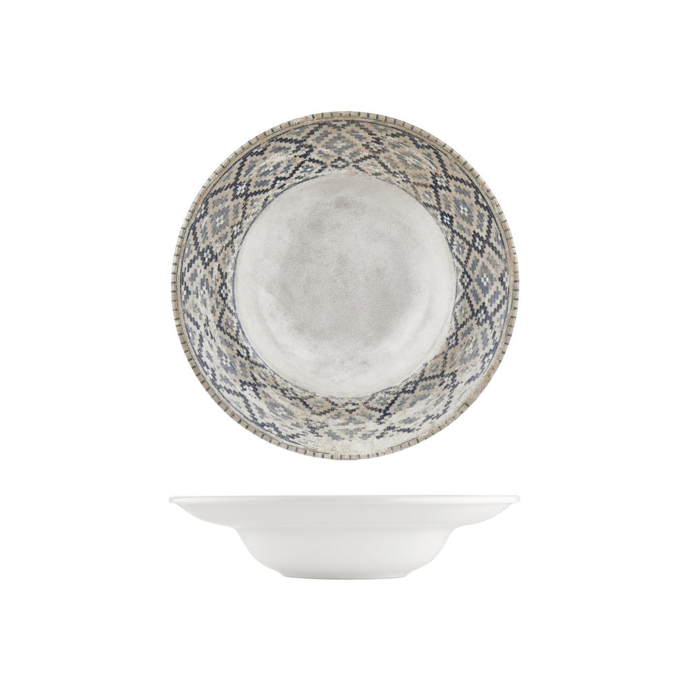 Zafira dia.10.75" h:2.5" 17 oz. Round Beige Vitrified Deep Plate