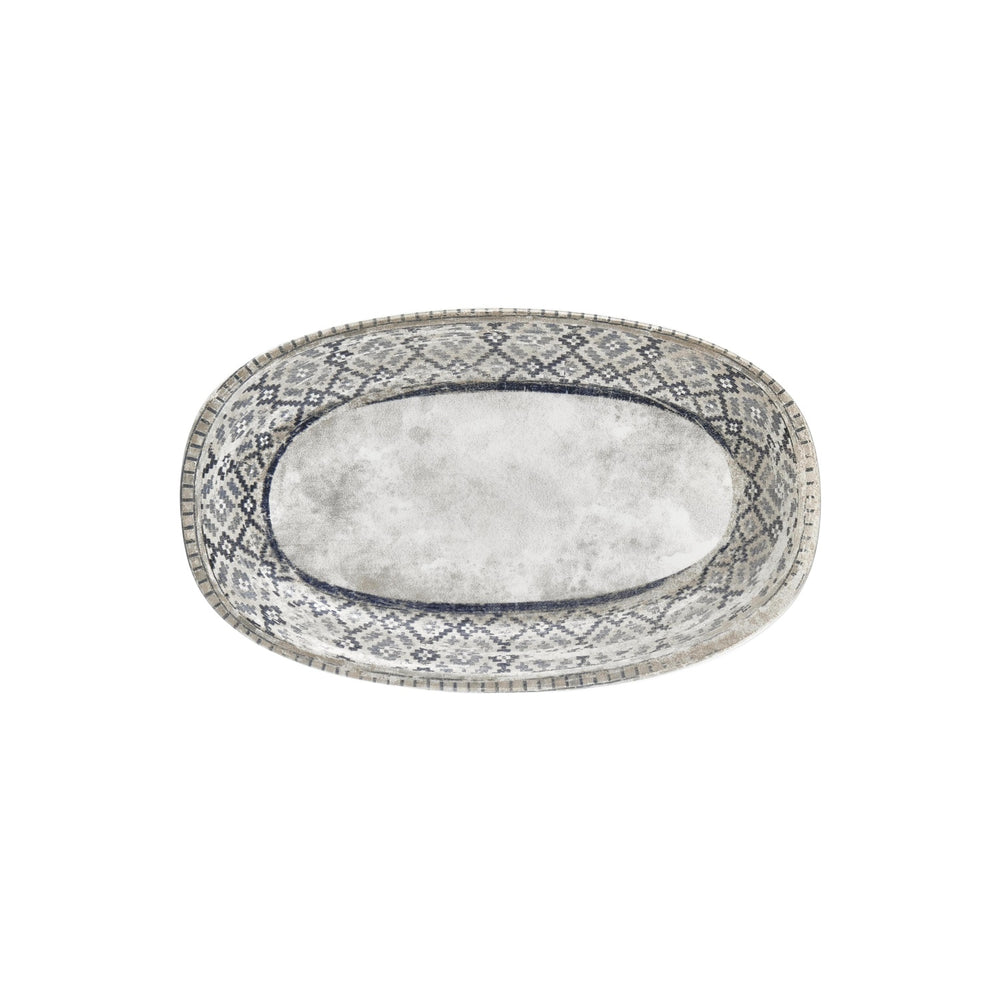 Zafira 13.5" x 8" x h:1.5" Oval Beige Vitrified Platter