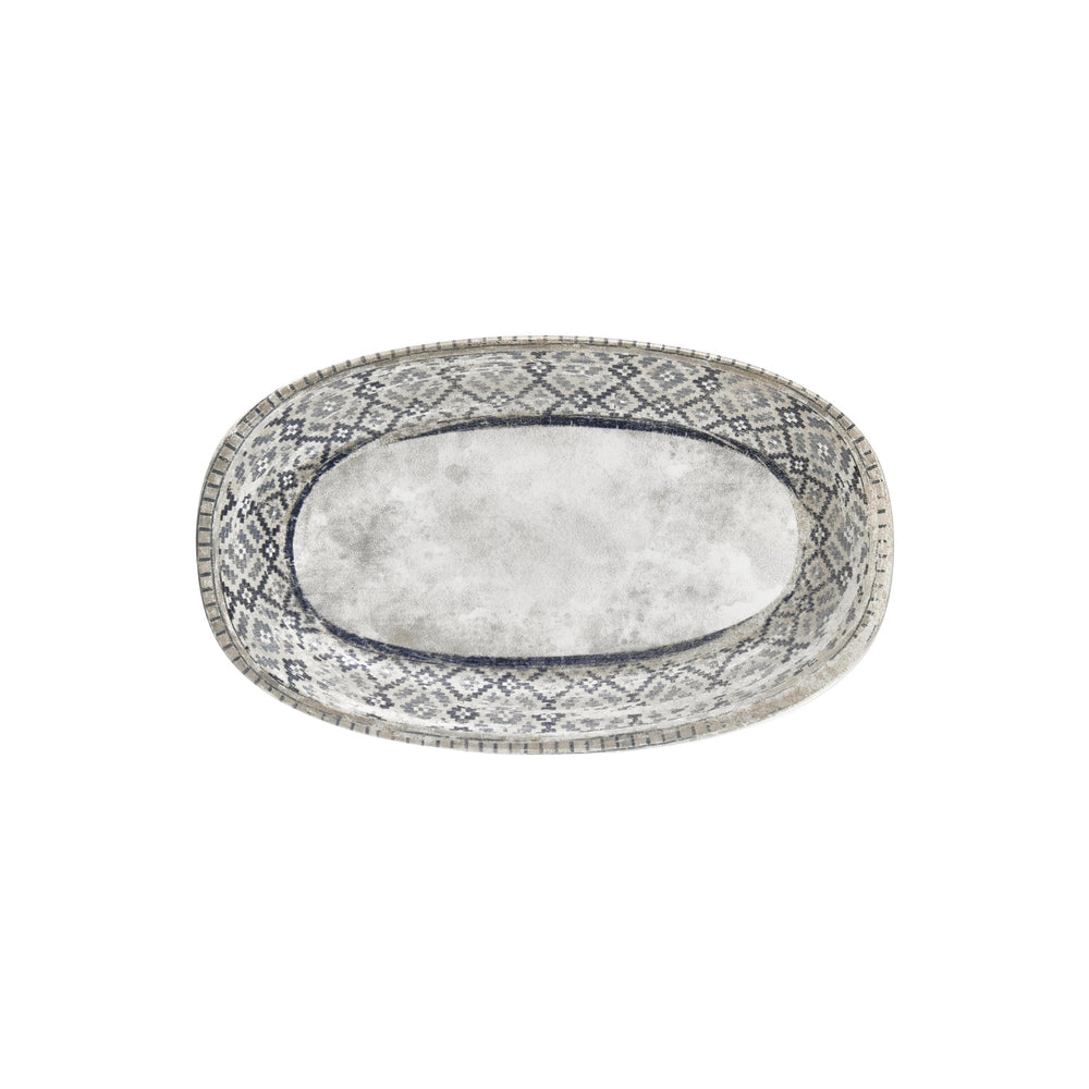 Zafira 13.5" x 8" x h:1.5" Oval Beige Vitrified Platter