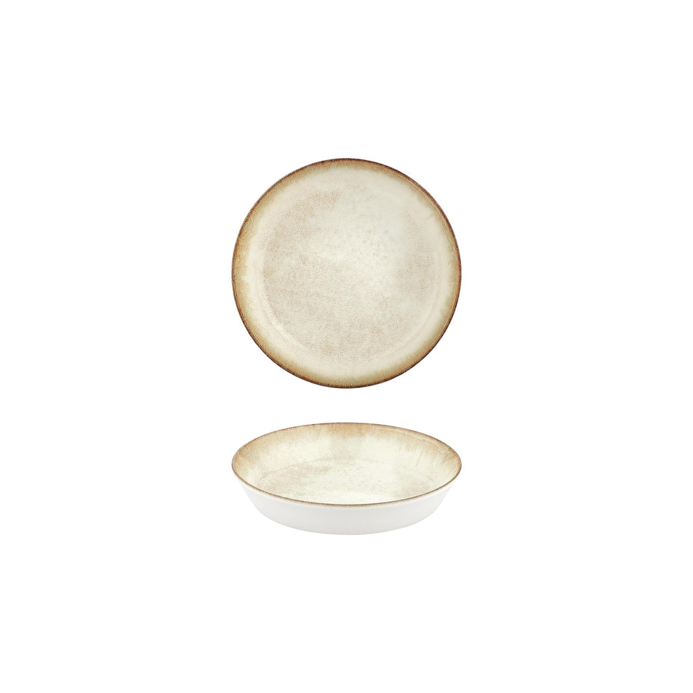 Smooth Ambience Yellow dia.4" h:0" 3 oz. Round Beige Vitrified Deep Plate