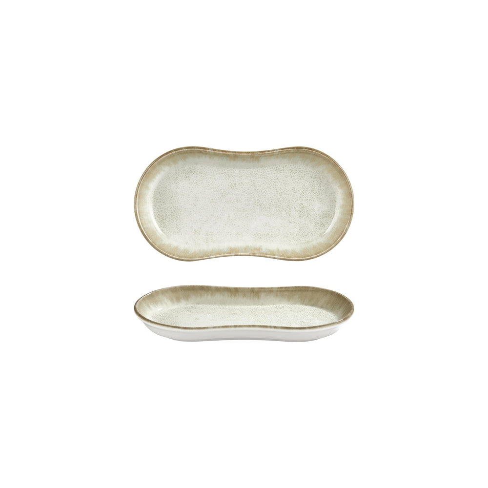 Smooth Ambience Yellow 9.5" x 5.5" x h:0" Oval Beige Vitrified Platter