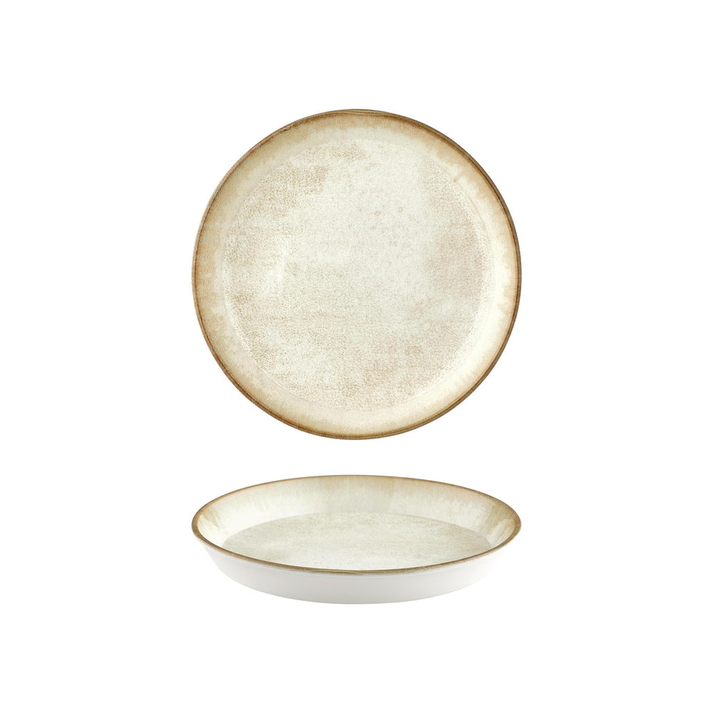 Smooth Ambience Yellow dia.9.75" h:0" 42 oz. Round Beige Vitrified Deep Plate