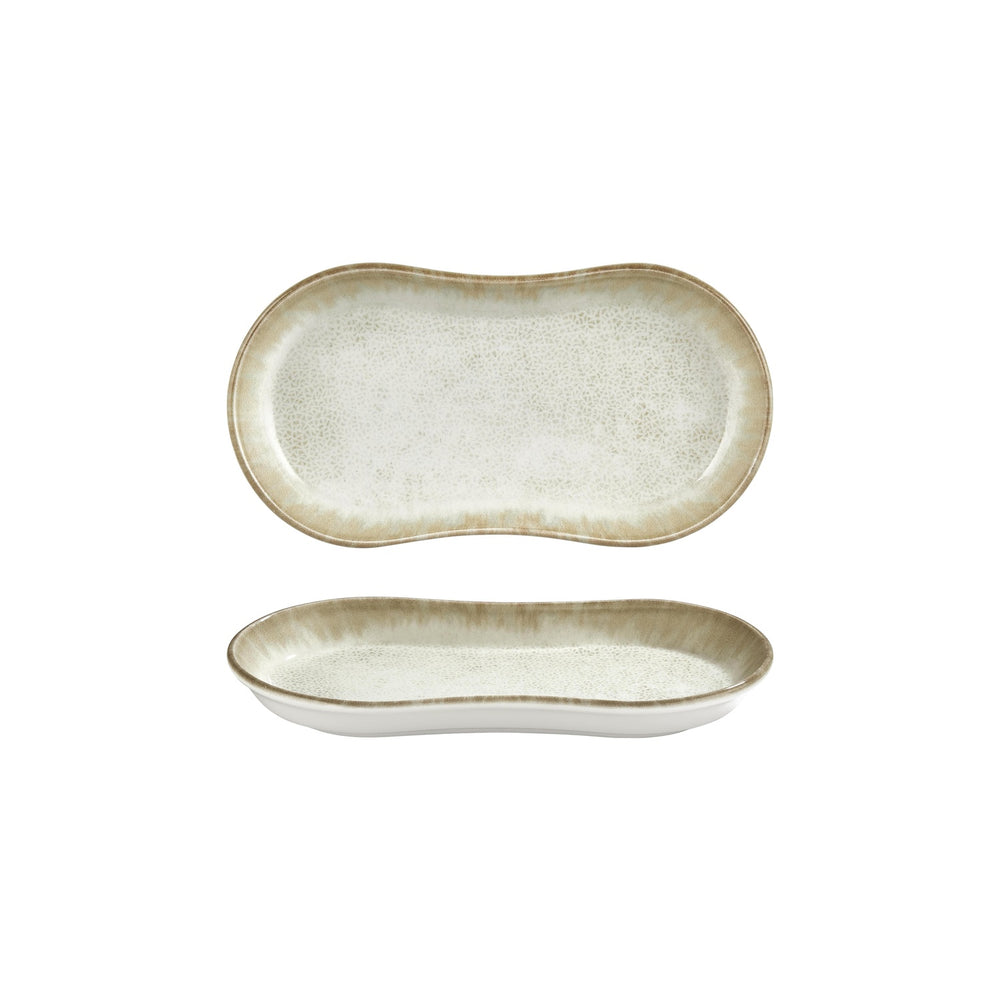 Smooth Ambience Yellow 11.5" x 6.75" x h:0" Oval Beige Vitrified Platter