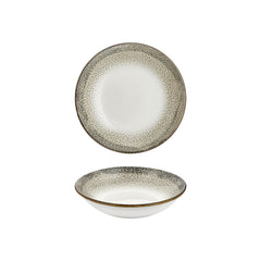 Spazio dia.9" h:1.75" 34 oz. Round Decorated Vitrified Deep Plate
