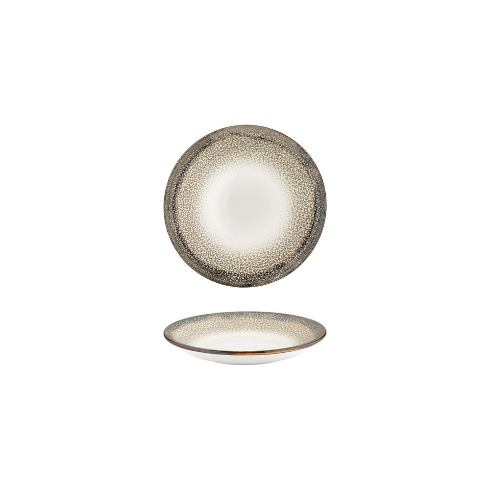 Spazio dia.4.25" h:1" 3 oz. Round Decorated Vitrified Deep Plate