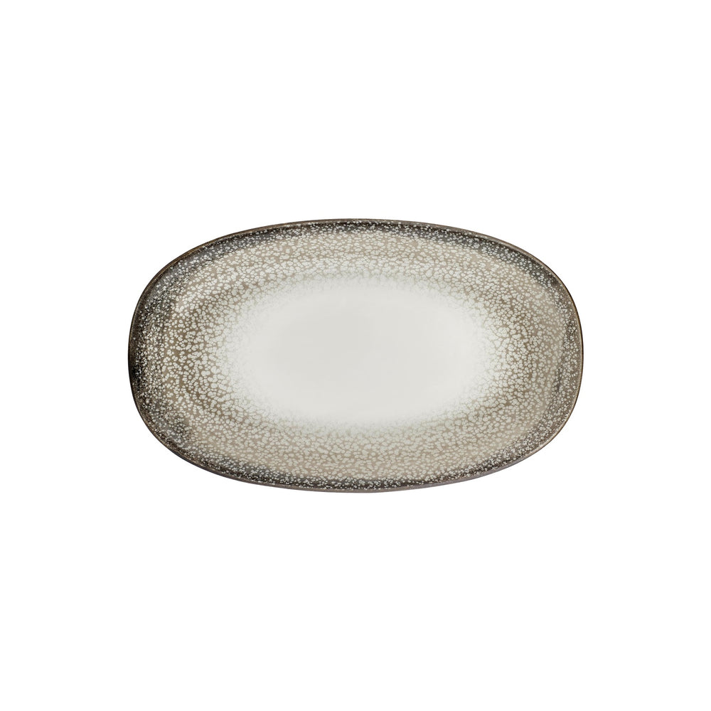 Spazio 13.5" x 8" x h:1.5" Oval Decorated Vitrified Platter